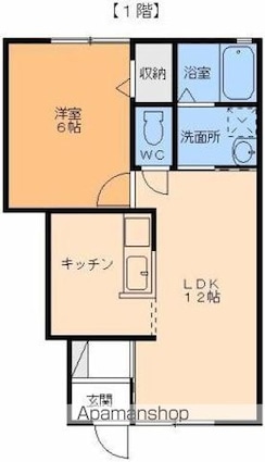 フラッツァ南梅本[1LDK/40.7m2]の間取図