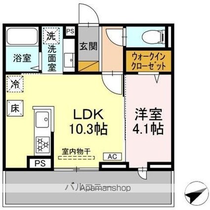 Ｎ・ＤーＲＯＯＭ　ＩＩＤＡＣＨＯＵ　Ｂ棟[1LDK/35.05m2]の間取図