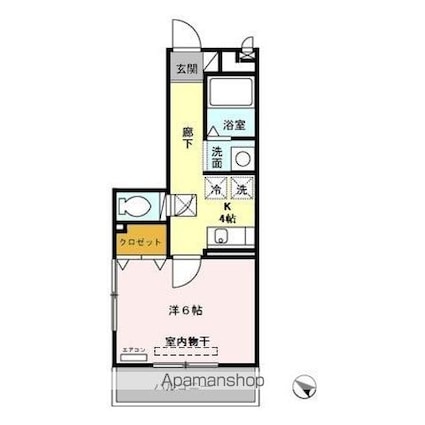 ドルフクレセント六番館[1K/25.3m2]の間取図