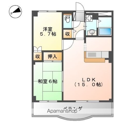 和歌山県和歌山市榎原[2LDK/57.75m2]の間取図