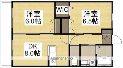 岡山県倉敷市上東[2DK/47.77m2]の間取図