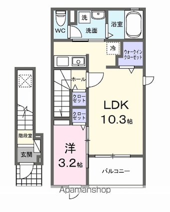エール．Ｔ[1LDK/37.63m2]の間取図