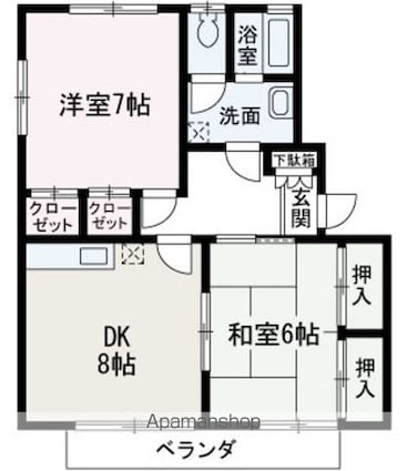 さくらハイツ６号館[2DK/48m2]の間取図