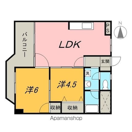 アドホック６（ａｄｈｏｃＢｌｄ．）[2LDK/52.92m2]の間取図