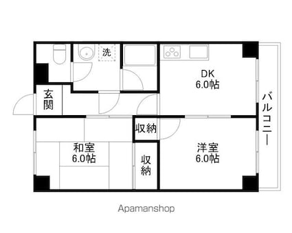 Ｍ’ｓマンション[2DK/44.7m2]の間取図