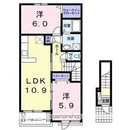 ル・ソレイユⅡ[2LDK/57.21m2]の間取図