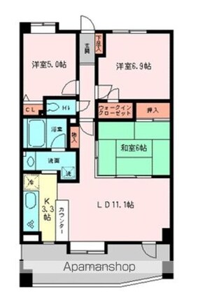 コスモ志村坂上パークビュー[3LDK/70.14m2]の間取図