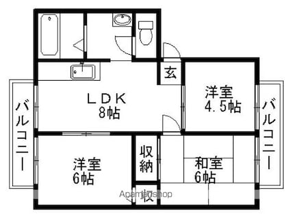 ルミエールＫ[3DK/55m2]の間取図