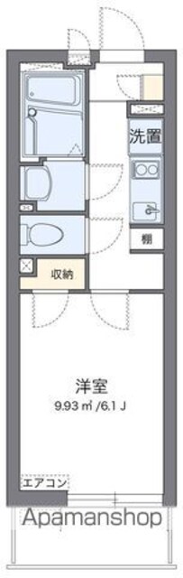 クレイノグレイス[1K/21.11m2]の間取図