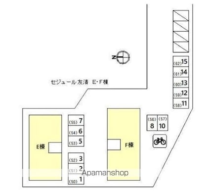 セジュール友清　Ｆ棟[3LDK/70.4m2]の配置図