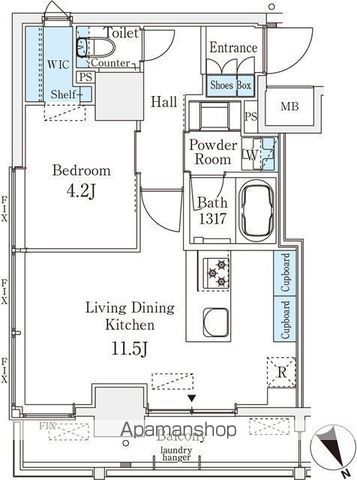 【中央区八丁堀のマンションの間取り】