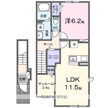 クレールＫ[1LDK/50.96m2]の間取図
