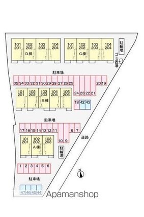 ルーベル太田Ｃ[1LDK/47.08m2]の配置図