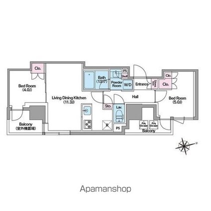コンフォリア東新宿ステーションフロント[2LDK/47.16m2]の間取図