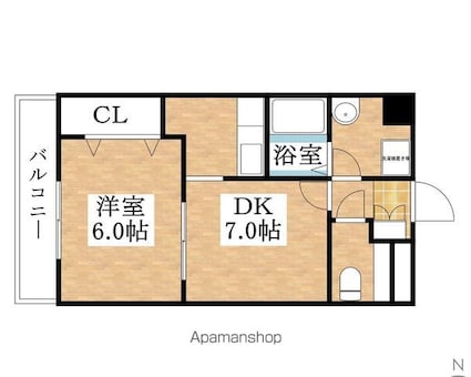 愛知県小牧市堀の内５丁目[1DK/36m2]の間取図