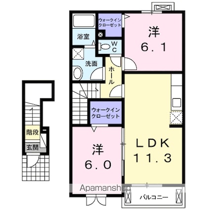 ボヌール[2LDK/57.57m2]の間取図