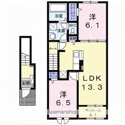 クラール中込[2LDK/63.03m2]の間取図