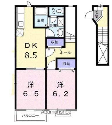 コスモハイツ　Ｃ[2DK/54.77m2]の間取図