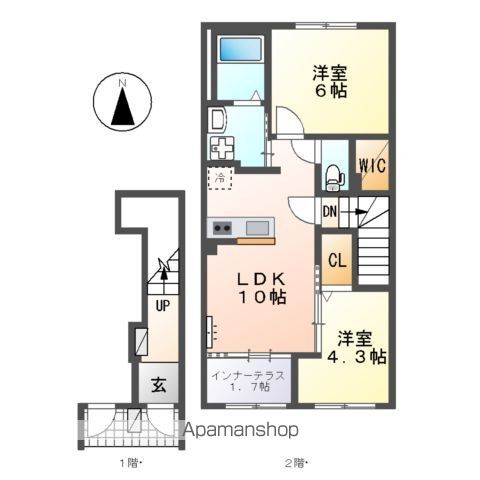 【仮）粕屋町花ヶ浦２丁目アパートの間取り】