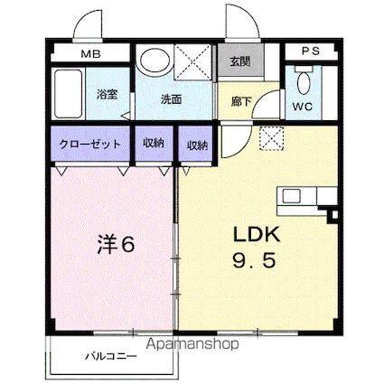 サニー　ヴィオラ[1DK/40.57m2]の間取図