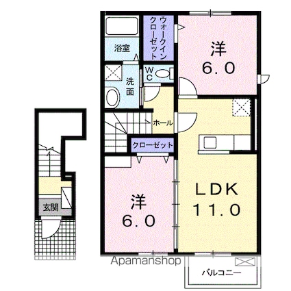 カーサ・エヴァⅡ[2LDK/57.83m2]の間取図