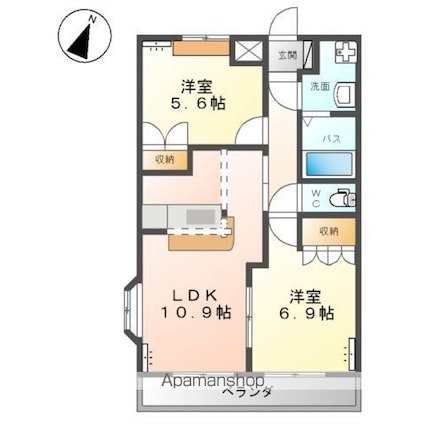 クリアーメゾンＢ・Ｓ[2LDK/54.54m2]の間取図