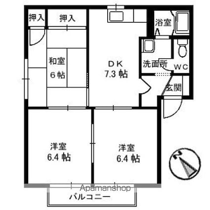 エスポワール　Ｃ棟[3DK/54.85m2]の間取図