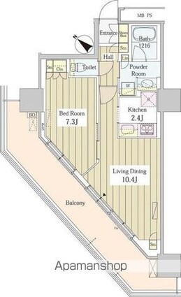 東京都中野区東中野５丁目[1LDK/47.06m2]の間取図