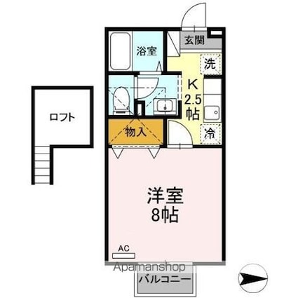 セジュール桜馬場[1K/26.71m2]の間取図