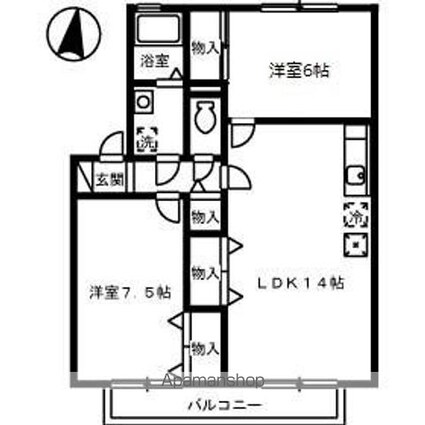 セジュール丹地[2LDK/61.82m2]の間取図