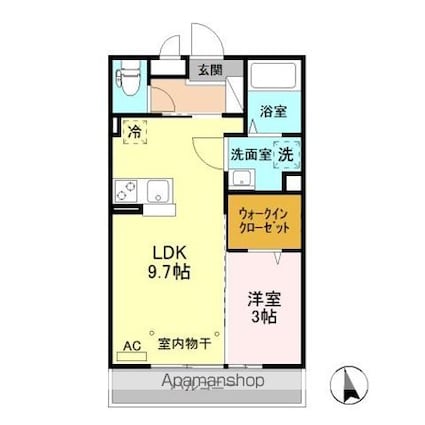 レジデンス　ＭＩＹＡＭＯＴＯ[1LDK/33.39m2]の間取図