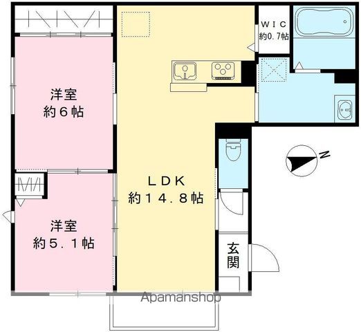 【岐阜市東鶉のアパートの間取り】