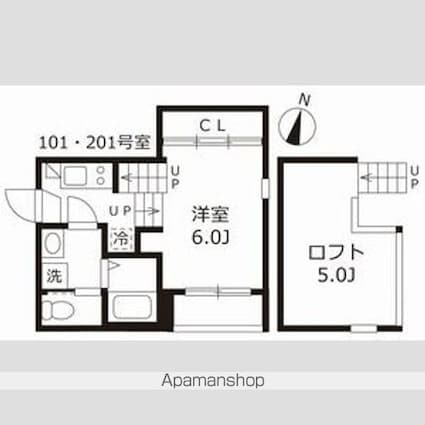 ハーモニーテラス伝馬町[1K/20.04m2]の間取図