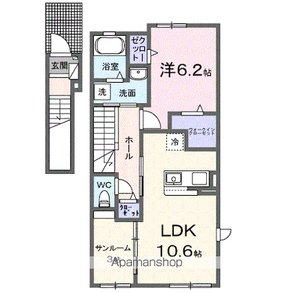ウィズ・テール南彦根１号館[1LDK/51.64m2]の間取図