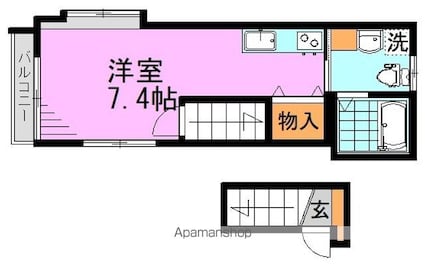 東京都杉並区和田３丁目[1R/21.74m2]の間取図