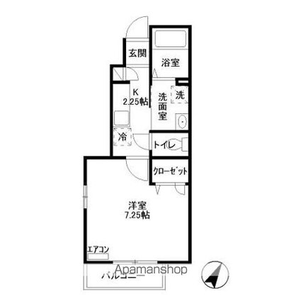 ヒルトップ都立大学[1K/24.99m2]の間取図