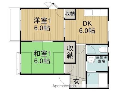 フレグランス増沢Ｂ棟[2DK/42m2]の間取図
