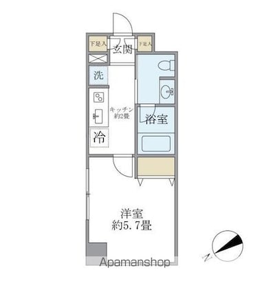 ＫＤＸレジデンス駒沢公園[1K/22.37m2]の間取図