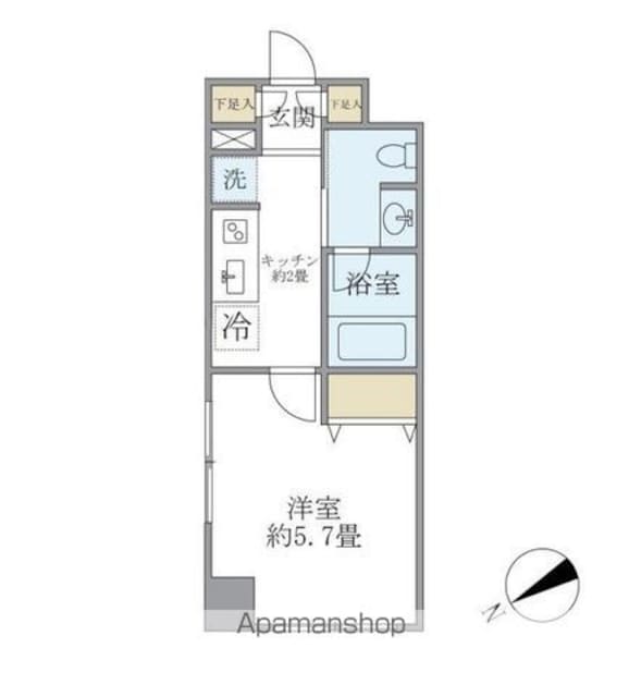 ＫＤＸレジデンス駒沢公園[1K/22.37m2]の間取図