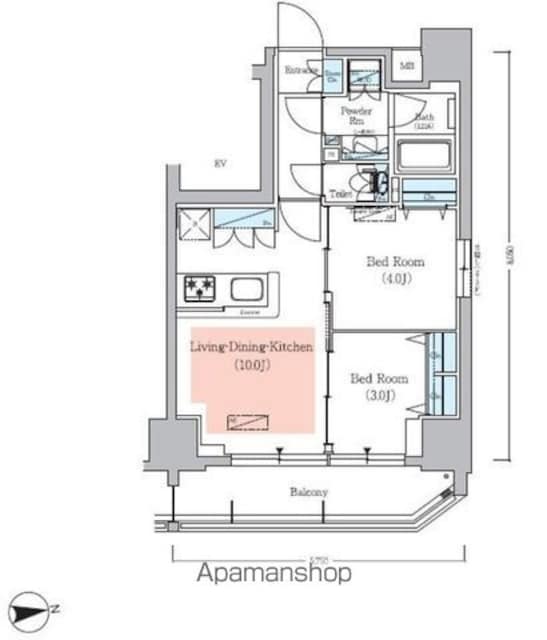 アーバネックス秋葉原ＥＡＳＴⅢ[2LDK/40.69m2]の間取図