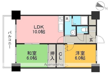 ブライトンコート中万々[2LDK/55.8m2]の間取図
