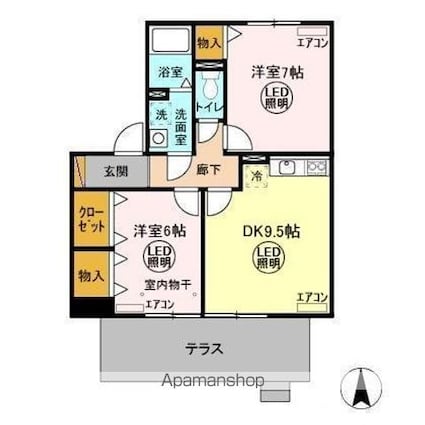 茨城県水戸市笠原町[2DK/53.65m2]の間取図