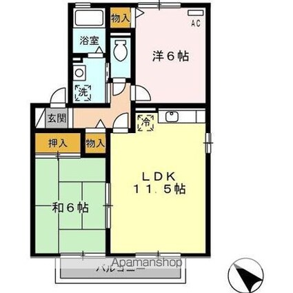 ピースインＴＯＭＯＥ[2LDK/53.72m2]の間取図