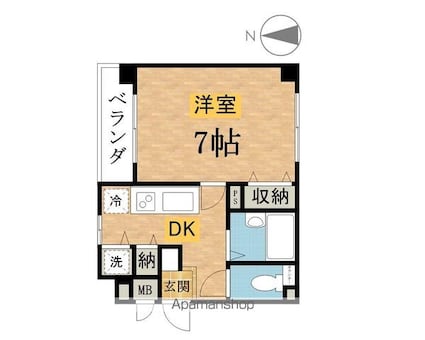 メリディアン八王子Ⅱ[1K/25.05m2]の間取図