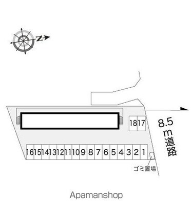 レオパレスＮＩＳＨＩＳＵＮＡ[1K/19.87m2]の配置図