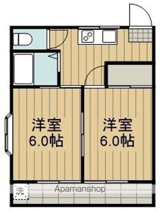 東京都青梅市新町３丁目[2K/32m2]の間取図