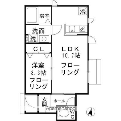 リトルヒル　ＩＩＪＩＭＡ[1LDK/33.33m2]の間取図