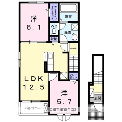 ラーベ[2LDK/56.44m2]の間取図