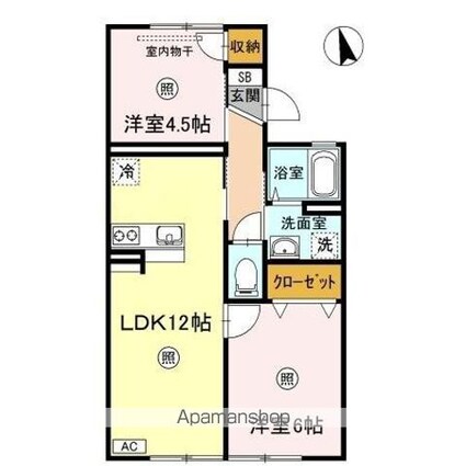 パレーシャル爽[2LDK/55m2]の間取図