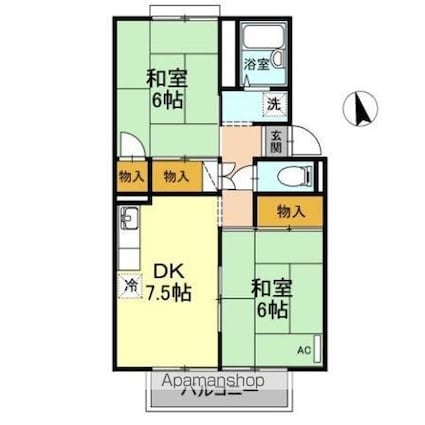 ファミールえんざ　Ｃ棟[2DK/45.81m2]の間取図